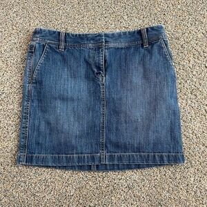 Ann Taylor Loft Factory Denim Mini Skirt Women's Size 4 Jean Straight Pencil